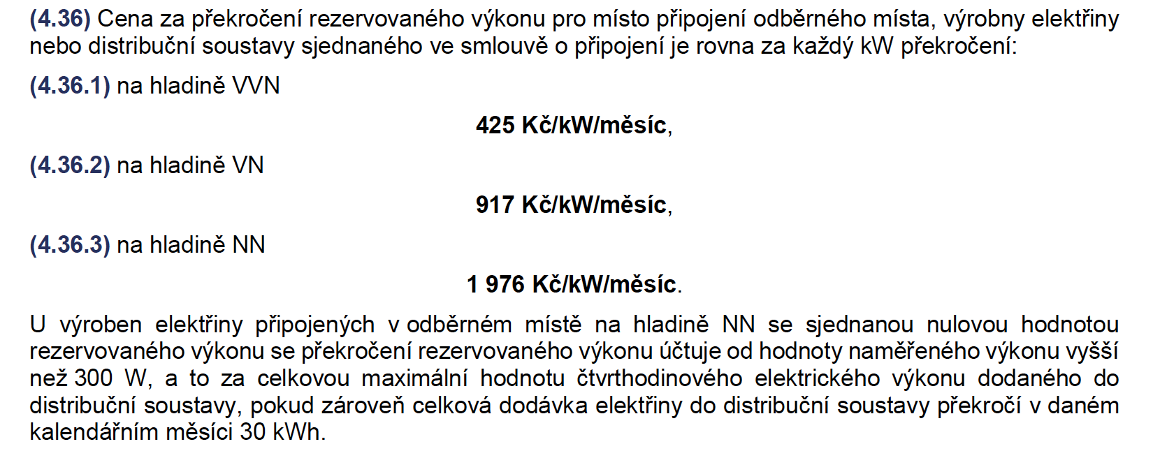 Výňatek z cenového rozhodnutí ERÚ z 29.11.2024