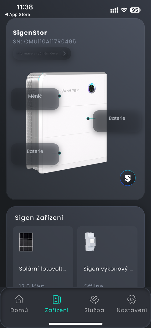 Přehled systému v aplikaci mySigen
