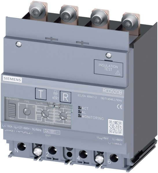 Siemens proudový chránič 160 A, 4pólový, typ B SENTRON